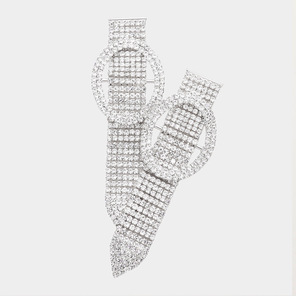 Rhinestone oval belt earrings